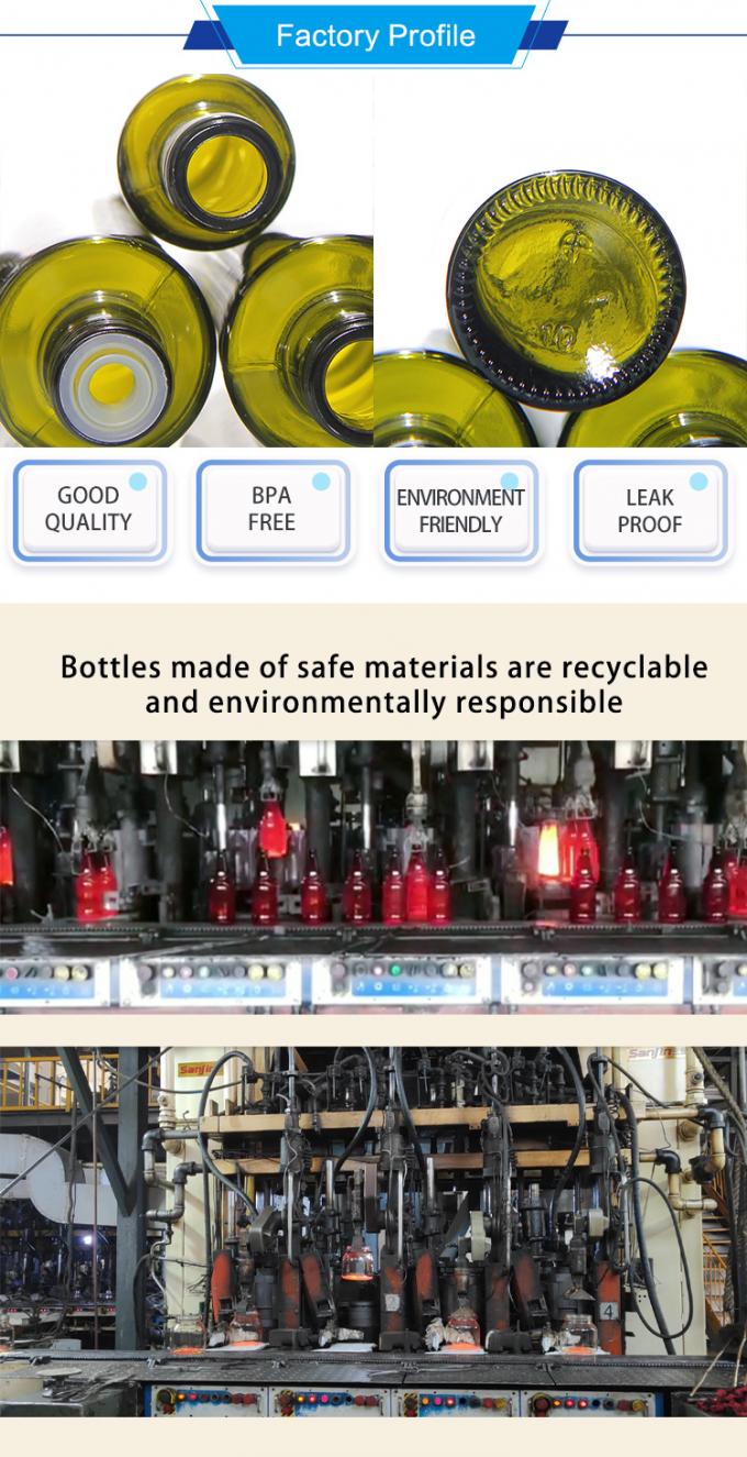 Groene fles met olijfolie van glas Container Bulk 250 ml 1000 ml 1L 1