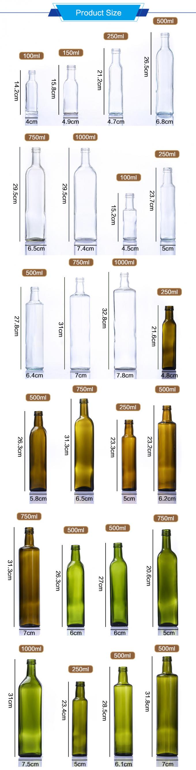 Groene fles met olijfolie van glas Container Bulk 250 ml 1000 ml 1L 0