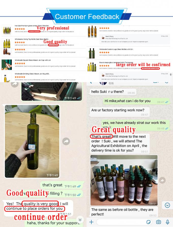 1000 ml donkergroen Marasca glas Olijfolie fles Bulk Custom 4