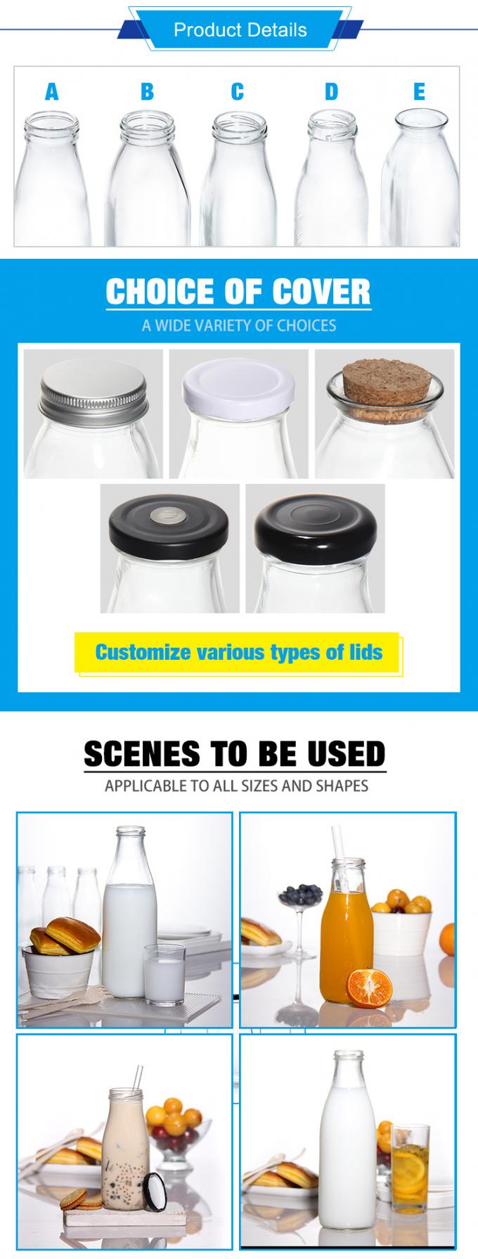Silk Screen 12 oz 350 ml Duidelijke dranken Melk Glasopslagfles Met dop 0