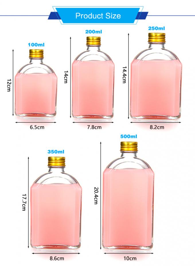 Luchtdichte 8 oz glazen sapflessen Platte fles voor drank Whisky Kombucha 1