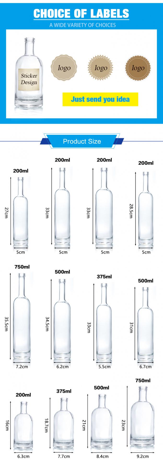 Goedkope prijs750ml Flint Glass Liquor Flessen Custom Printed Voor Cocktail Whiskey Rum 7