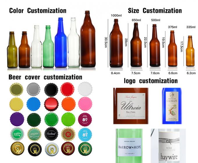 Gekleurde grote glasflessen van 12 oz, gerecycleerbaar voor bierwijn 5