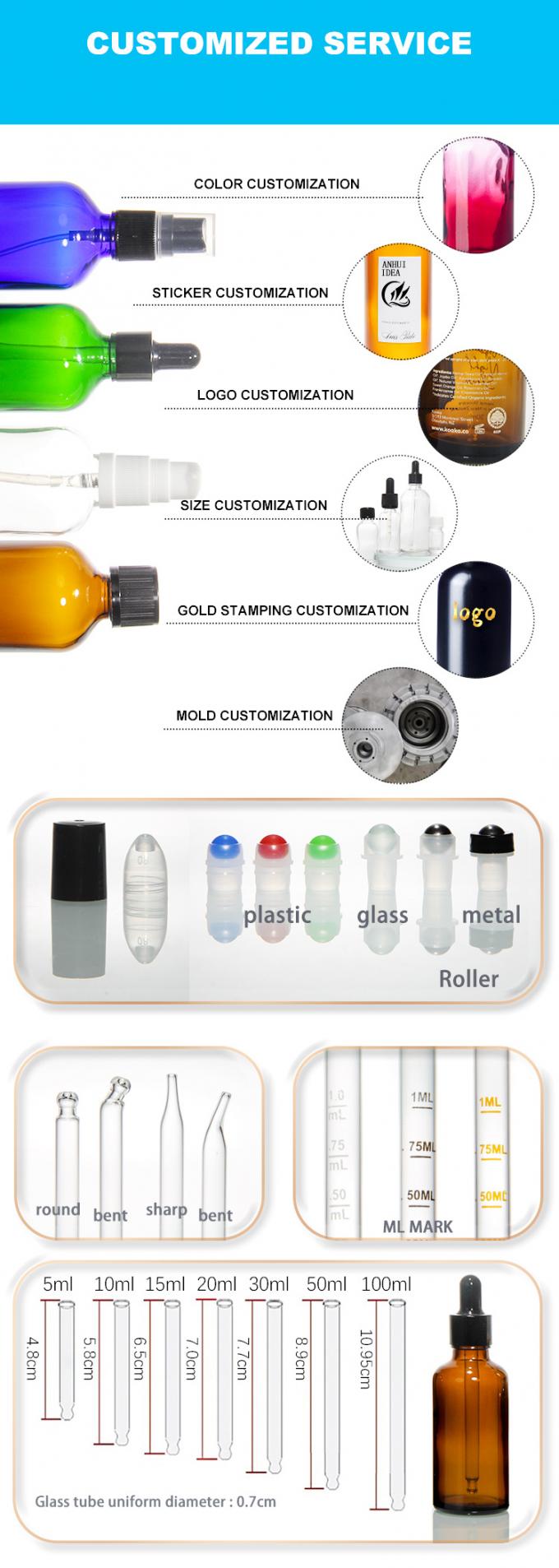 Gepersonaliseerde warm stempelen 2oz glazen dropper flessen met plastic deksel 3