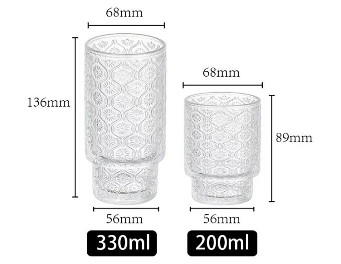 Retro kristalhelder koffiekoppen Drinkbekers Cup Ripple Glassware Embossed 1