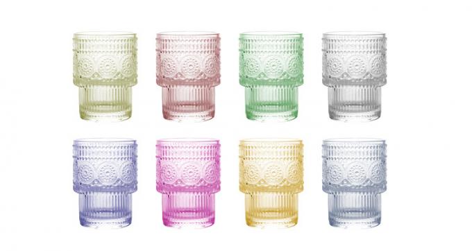 Retro kristalhelder koffiekoppen Drinkbekers Cup Ripple Glassware Embossed 5