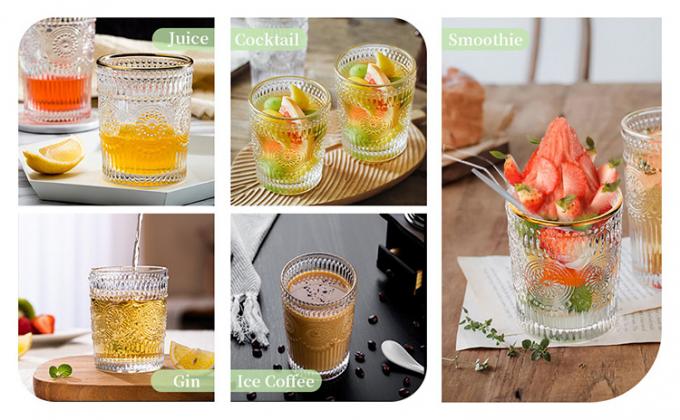 Gevriesde kristaldrinkglassen Gedrukt zonnebloem voor koffiewater 4
