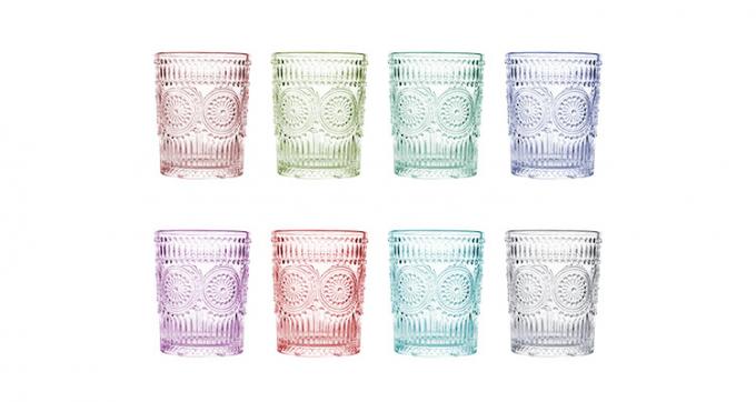 Gevriesde kristaldrinkglassen Gedrukt zonnebloem voor koffiewater 6
