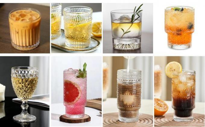 Gevriesde kristaldrinkglassen Gedrukt zonnebloem voor koffiewater 7
