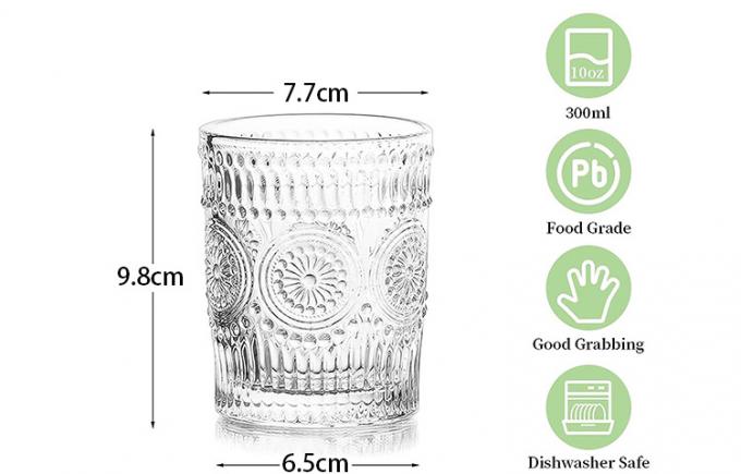 Zonnebloem geïmprimeerde ouderwetse glas geribbde whiskydrinkbeker 1