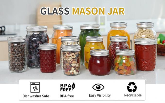 Ronde Mason glas pot Thee pot 12oz 16oz 500ml glas container met gouden deksels 0