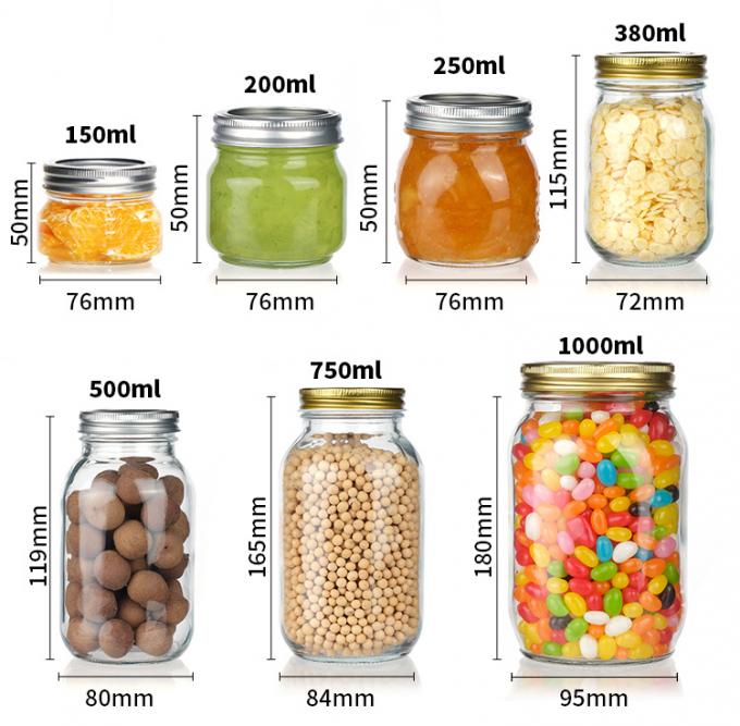 Ronde Mason glas pot Thee pot 12oz 16oz 500ml glas container met gouden deksels 1