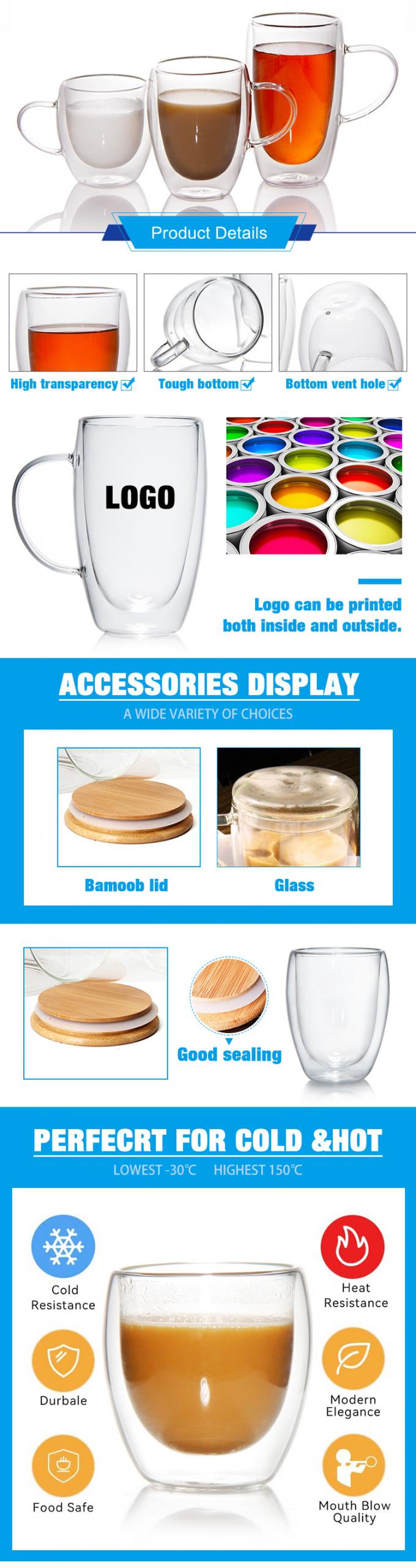 Espresso Latte Milk Glas Thee Koffiekopjes Bekers Doorzichtige Drinkwaren 600ml 650ml 0