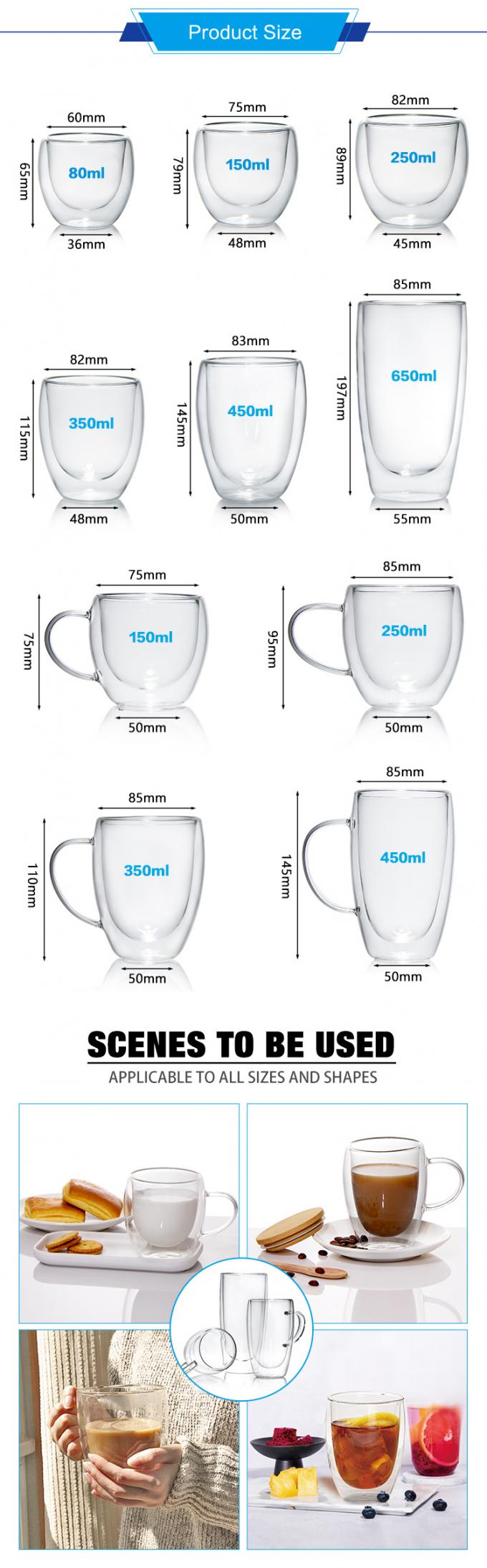Espresso Latte Milk Glas Thee Koffiekopjes Bekers Doorzichtige Drinkwaren 600ml 650ml 1