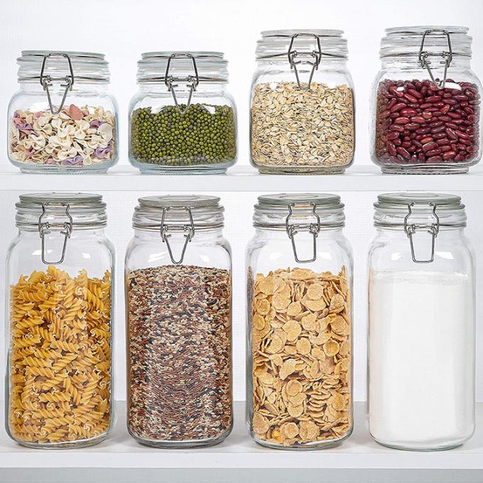 Gepersonaliseerde grote capaciteit verzegelde pot helder lege glazen pot met clip deksel 100 ml 200 ml 1
