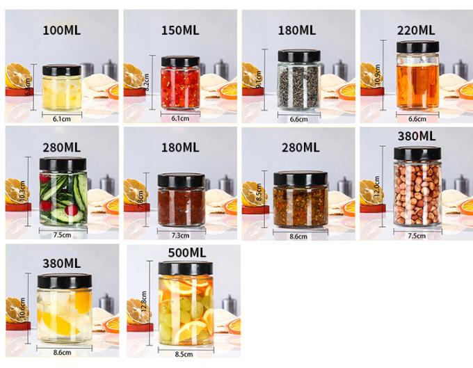 Voedselfabriek Gebruik 1 Oz 4 Oz 8 Oz Ronde vorm Helder lege opslagcontainer Glas Jelly Jam Honing Sauce Jar 3