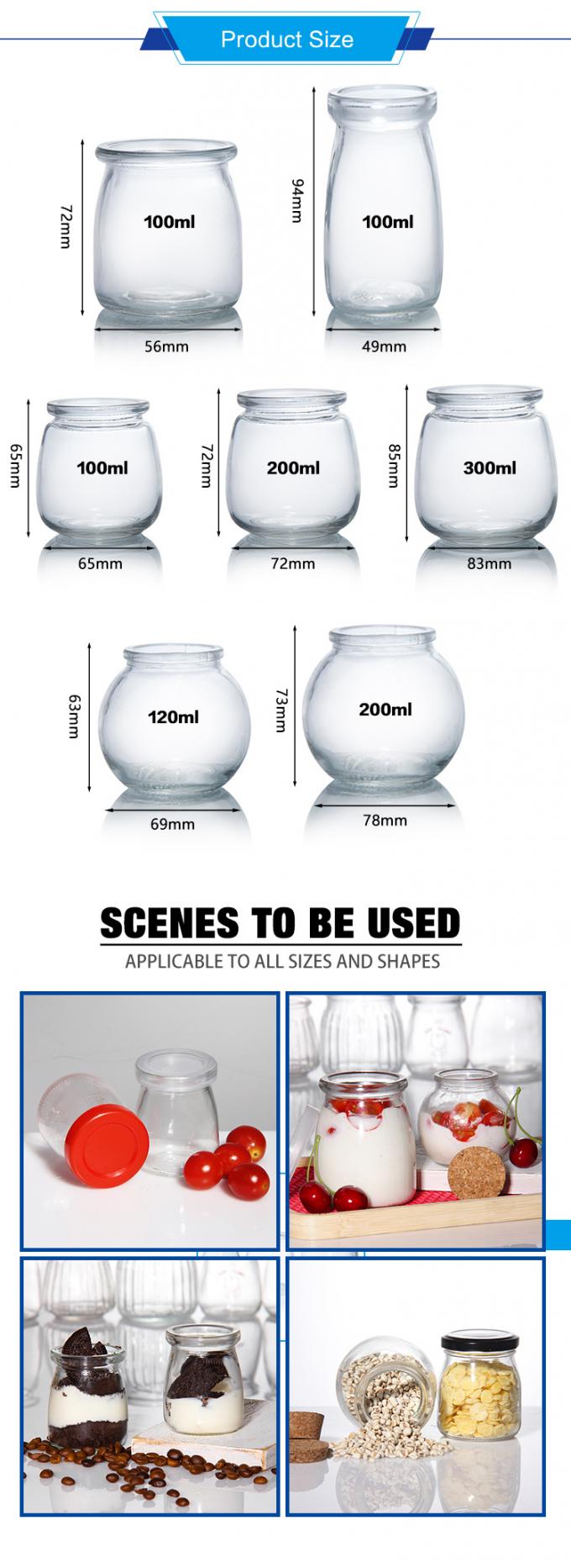 100 ml 200 ml mini ronde heldere glas melk yoghurt pudding pot met houten stop 1