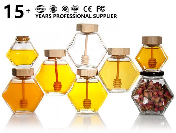 Leeg 100 ml 380 ml Hexagonale Honingpot Glas Honingpot Met Dipper 0