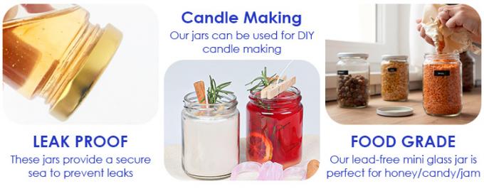 300 ml 200 ml 100 ml Groothandel Hexagon Glas Mason Jar Jam Jar Honing Jar Met Metalen Schroef Deksel 3
