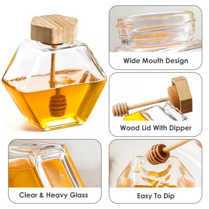 100 ml 220 ml zeshoekige glazen voedselpotten met deksels 1