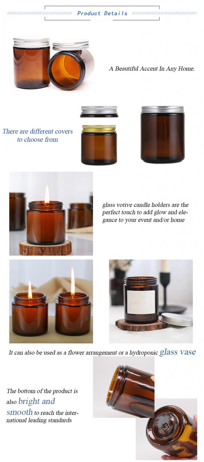 Hoogwaardige groothandel OEM Odm Acceptabel 100 ml 250 ml Amber Glas Kaars Kaars Voor Kaars 2