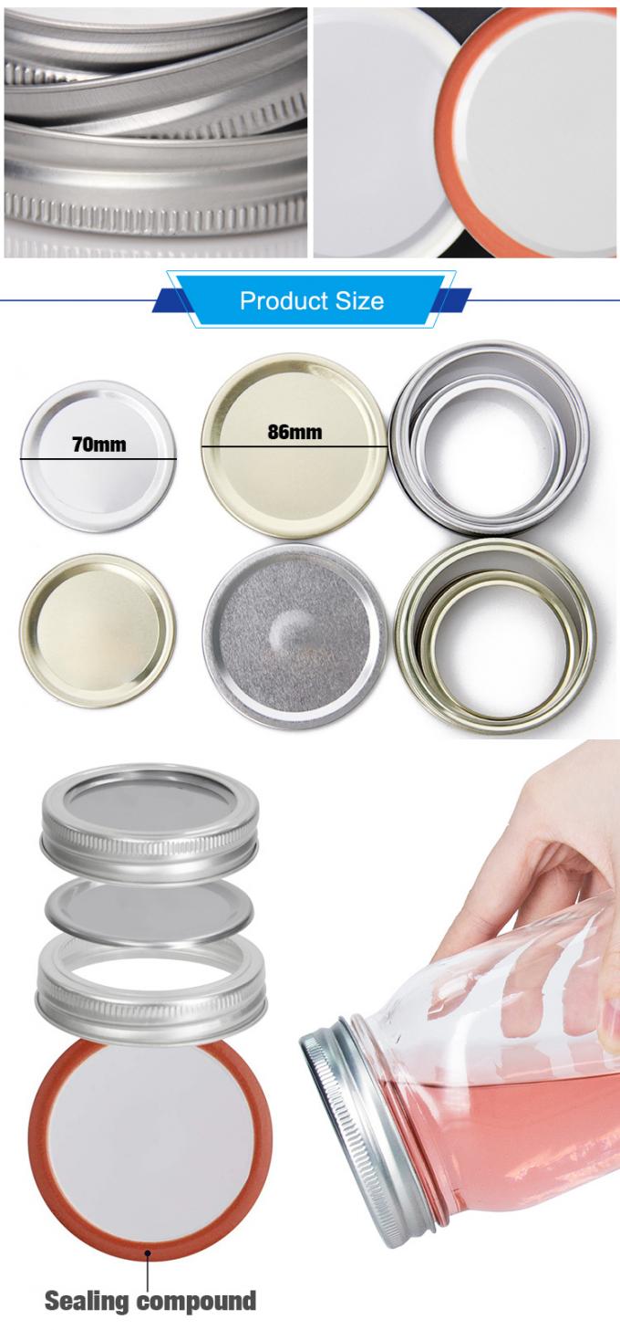 Fabrieksprijs Regelmatig metaal blik breed monddoek voor glas Mason Jar 2