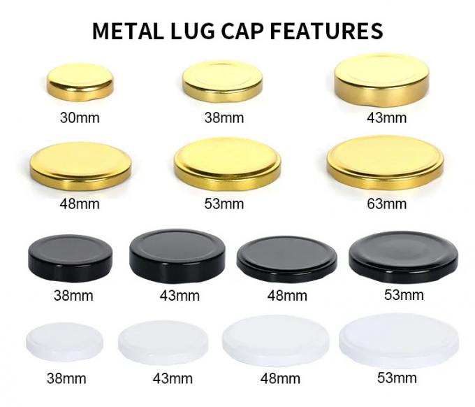 Goud zilver Twist Off Jar Deksels 38mm Lug Cap Op maat 1