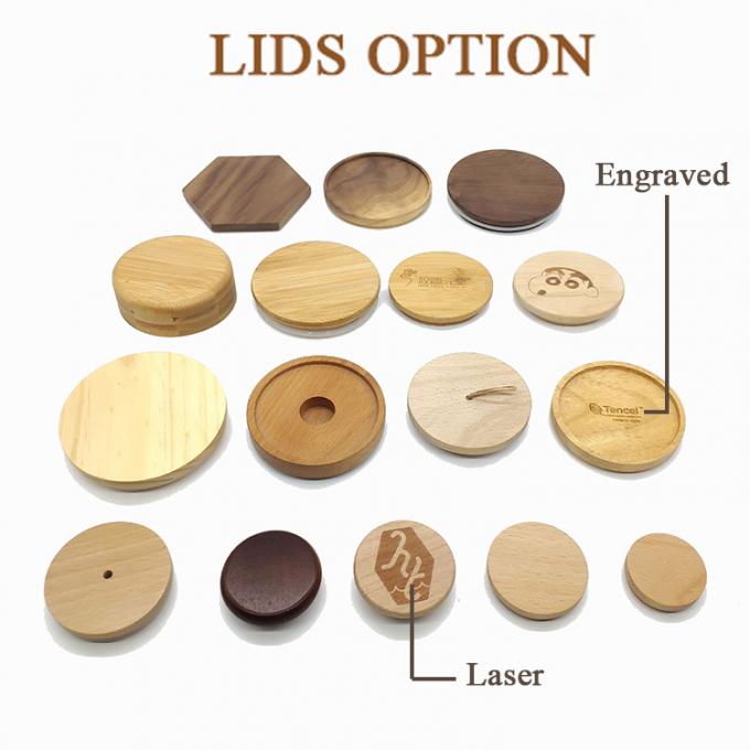 70mm/86mm Vriendelijke Mason Deksels Herbruikbare Bamboe Caps Tops met Straw Hole 1