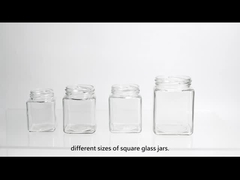 Rectangular 4 oz 3 oz Spice Jar Freezer Safe Glass Containers Met Metal Lid