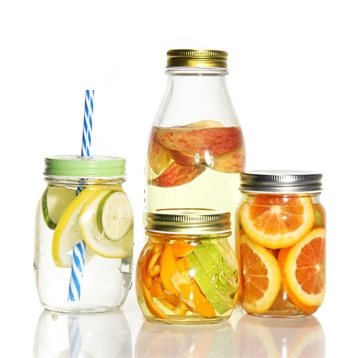2oz 5oz 8oz 12oz Restaurant Bar Keuken Gelee Breed Mond Glas Mason Canning Jar met deksel