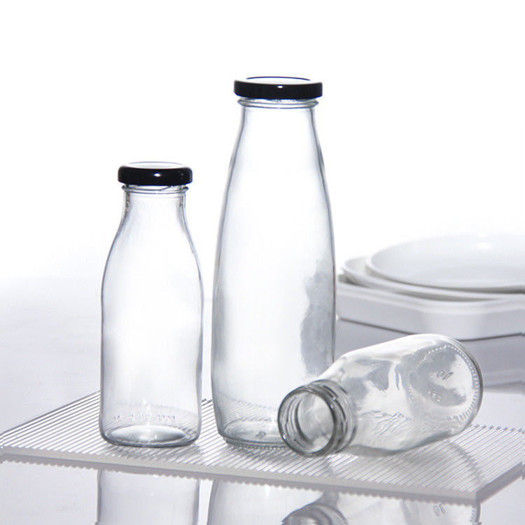 OEM 250 ml 500 ml 1000 ml 2 liter glazen melkflessen Kruk voedselkwaliteit Ronde vorm