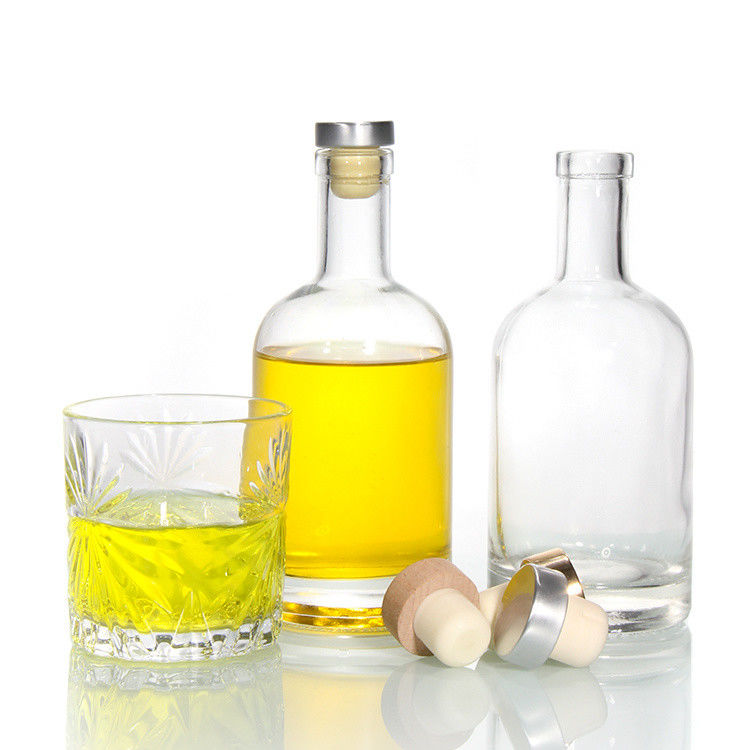 Goedkope prijs750ml Flint Glass Liquor Flessen Custom Printed Voor Cocktail Whiskey Rum