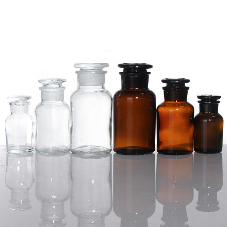Grote mond Amber glas Flessen voor geneesmiddelen Bulk voor pillen Chemisch reagens 250 ml 500 ml