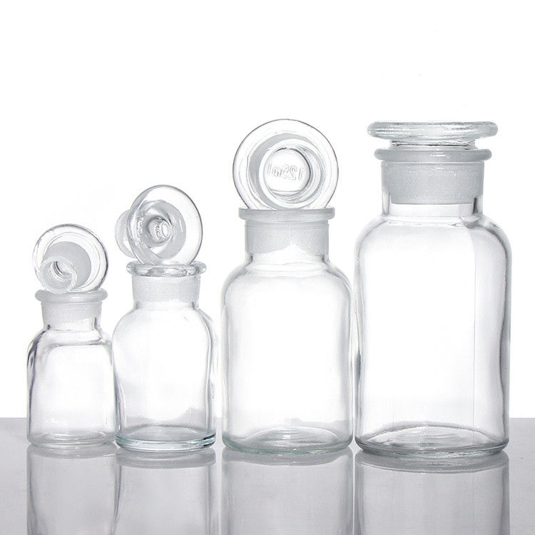 Grote mond Amber glas Flessen voor geneesmiddelen Bulk voor pillen Chemisch reagens 250 ml 500 ml