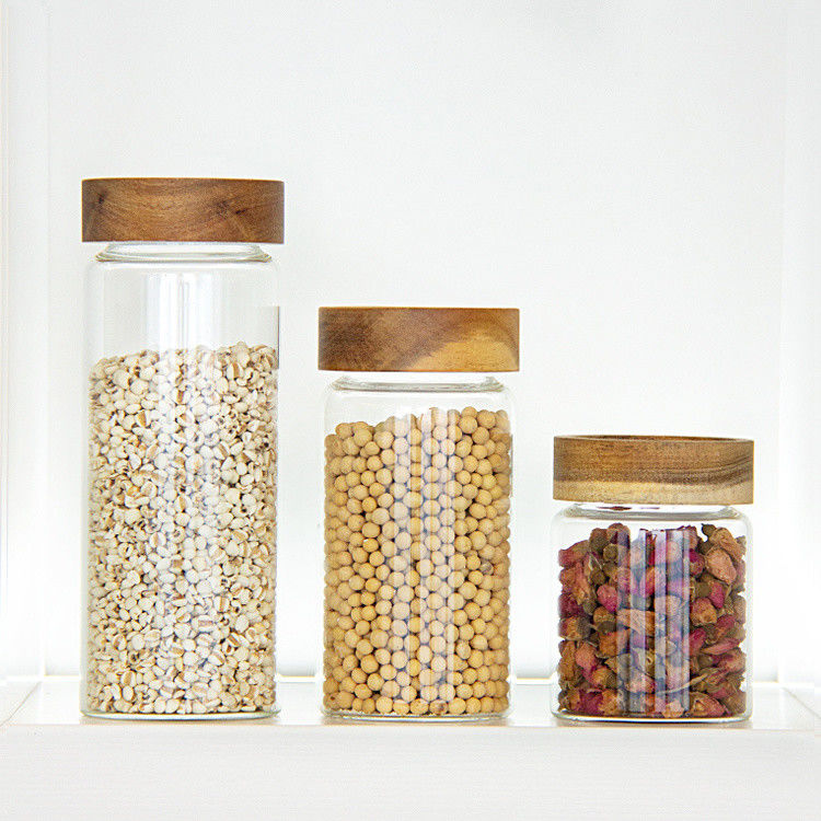 Voedselopslag Ronde hoge borosilicaat glazen voedselpotten Luchtdichte potten voor de keuken