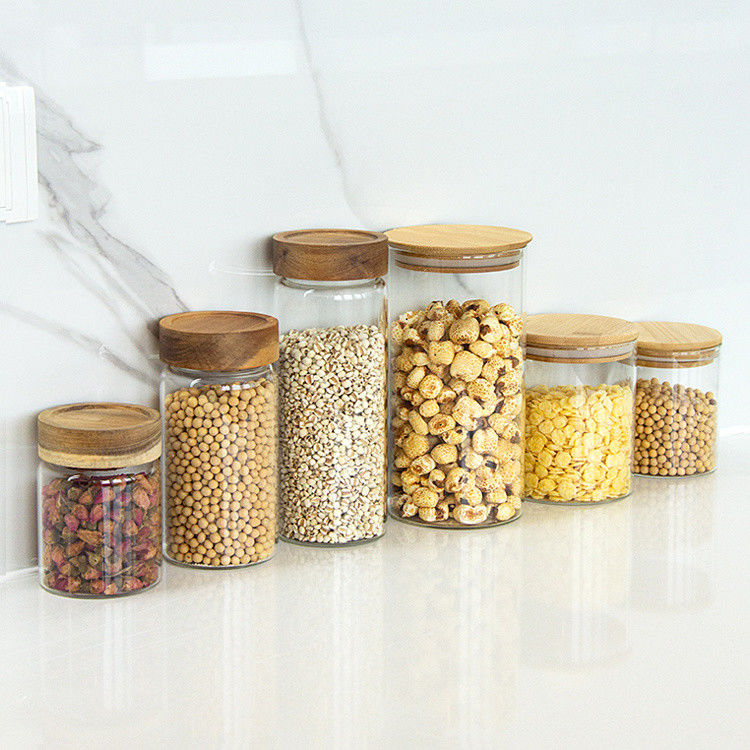 Voedselopslag Ronde hoge borosilicaat glazen voedselpotten Luchtdichte potten voor de keuken