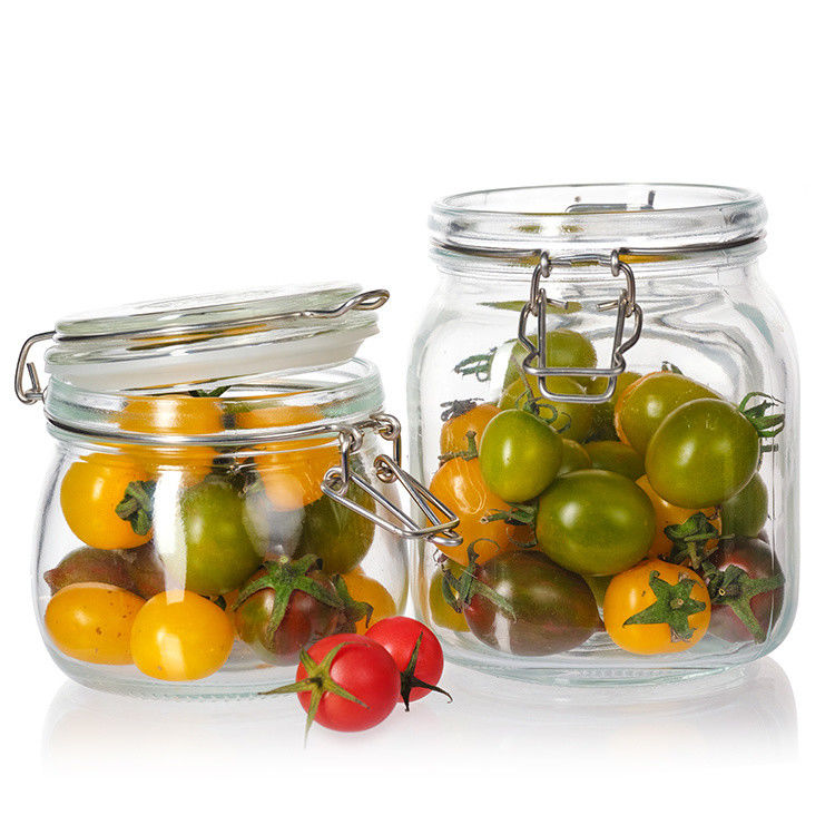 Voedingsmiddelenfabriek Gebruik 1 oz 4 oz 8 oz Ronde vorm Helder lege opslagcontainer Glas voedsel potten met clip deksel