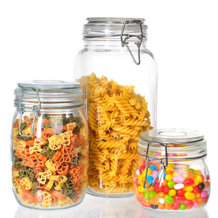 Voedingsmiddelenfabriek Gebruik 1 oz 4 oz 8 oz Ronde vorm Helder lege opslagcontainer Glas voedsel potten met clip deksel