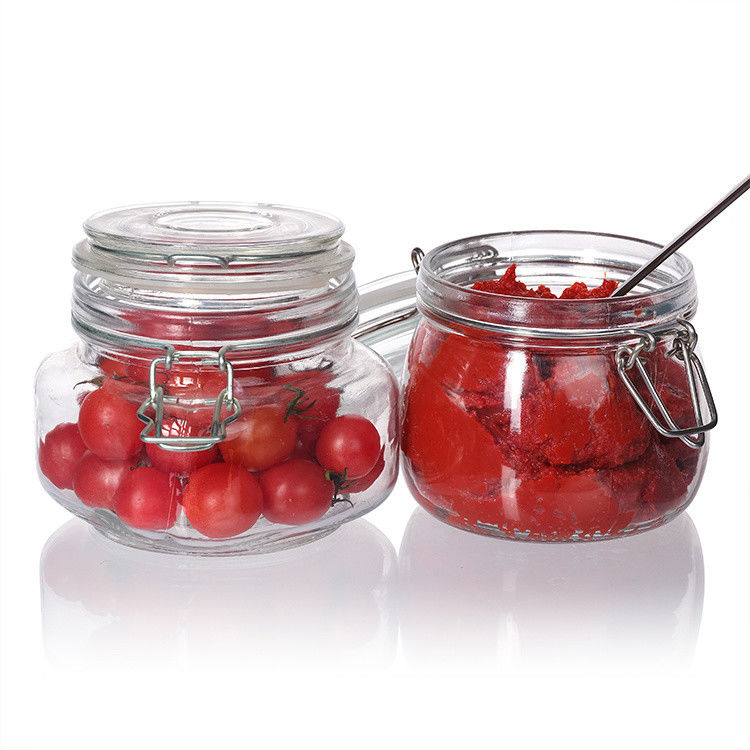 Gepersonaliseerde grote capaciteit verzegelde pot helder lege glazen pot met clip deksel 100 ml 200 ml