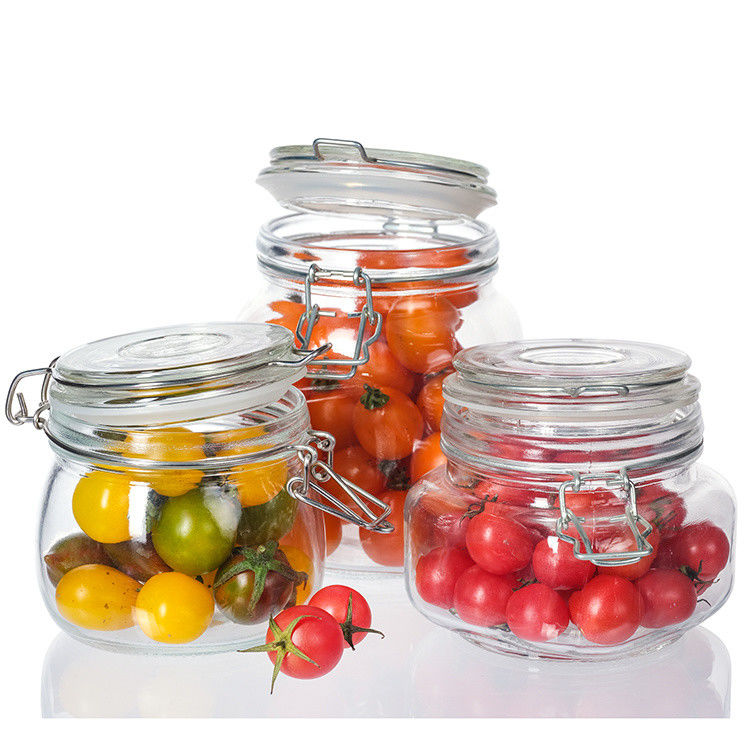 Gepersonaliseerde grote capaciteit verzegelde pot helder lege glazen pot met clip deksel 100 ml 200 ml