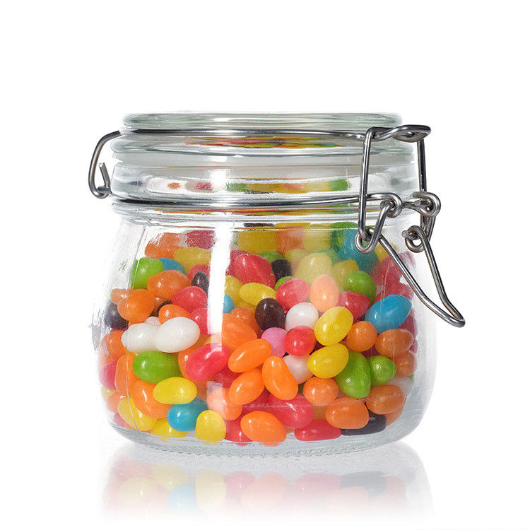 Gepersonaliseerde grote capaciteit verzegelde pot helder lege glazen pot met clip deksel 100 ml 200 ml