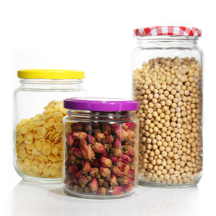 Hoogwaardige 45Ml 100Ml 150Ml 350Ml 450Ml Luchtdichte Keuken Voedsel Glaspotten Met Metalen Deksel