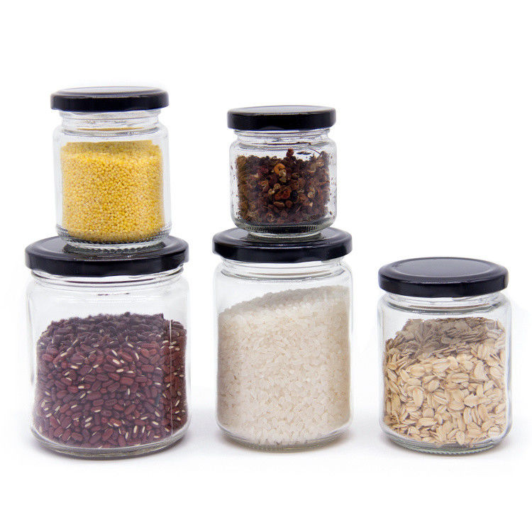 Bulk ronde transparante glas blikken pot glas snack containers voor honing jam 32 oz