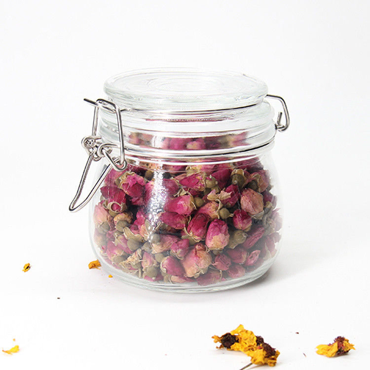 Hoogwaardige groothandel 150 ml 200 ml 250 ml ronde glasopslagpot voor honingjam augurken met hoge deksel