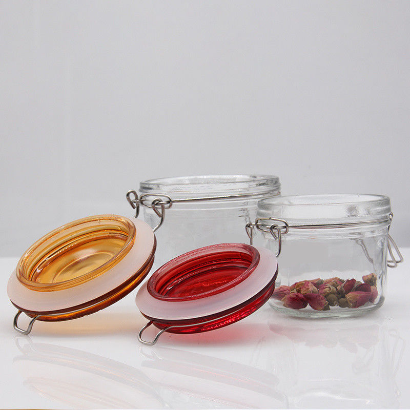 Hoogwaardige groothandel 150 ml 200 ml 250 ml ronde glasopslagpot voor honingjam augurken met hoge deksel
