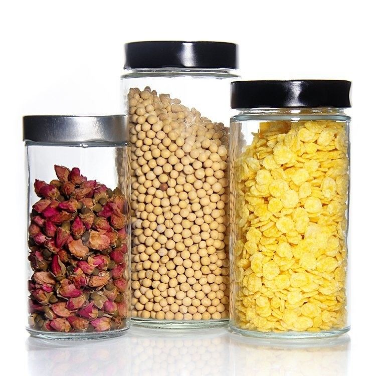 Private label 380Ml 500Ml 750Ml 1L cilindrische honingpot glaspot met tinplate deksel