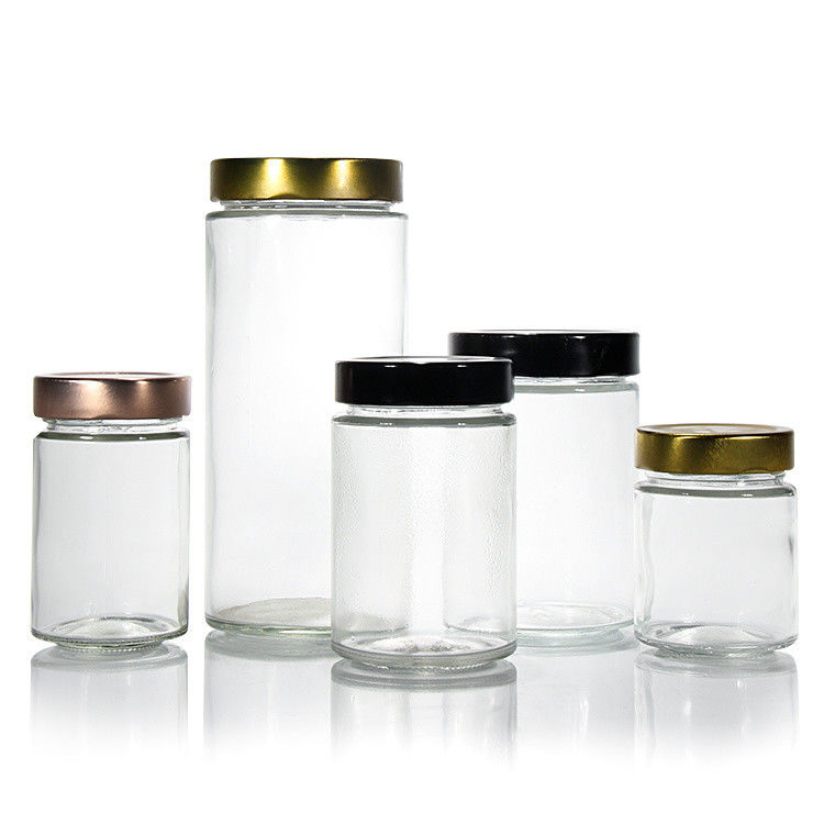 Groothandel 750Ml 1000Ml Grote grootte Ronde rechtstrijke vriezerGlaspot met metalen deksel