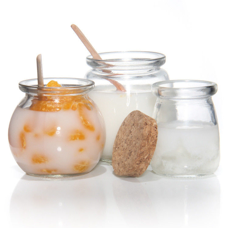 8 oz lege glas yoghurt fles pudding pot en verse melk fles met kurk deksel