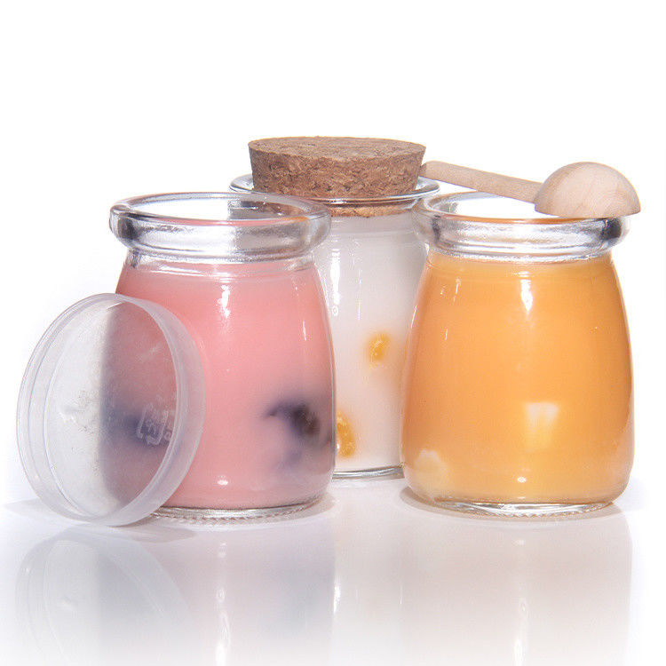 8 oz lege glas yoghurt fles pudding pot en verse melk fles met kurk deksel