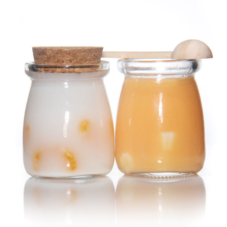 8 oz lege glas yoghurt fles pudding pot en verse melk fles met kurk deksel